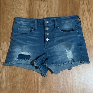 Distressed Blue Denim Shorts